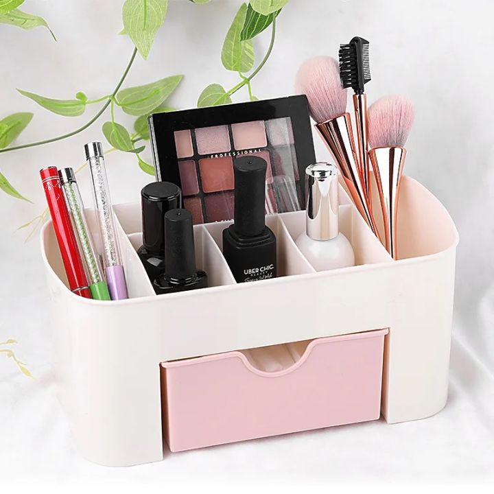 Desktop Cosmetics Storage Box Two Layer Drawer Makeup Jewellery Organizer Desktop Lipstick Nail Oil Container Beauty Cosmetic Case