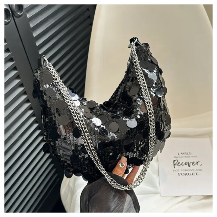 Dumpling%20Half%20Moon%20Shape%20Bag%20Large%20Capacity%20Sequin%20Crossbody%20Bag%20Sequin%20Chain%20for%20Dinner%20Party%20Daily%20Commute%20Outdoor%20Activities%20-%20Image%207