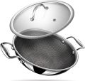 Stahl Triply Non Stick Hybrid Kadhai With Glass Lid, 6324, 24 cm, 2.4 Liters.. 