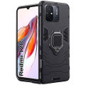 Tough Armor Bumper Back Case Cover for Mi Redmi 12C | Ring Holder & Kickstand in-Built | 360 Degree Protection Back Case Cover Black. 