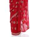 Red Color Georgette Chanda Chakori Saree For Women. 