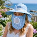 Convenient Breathable Solar Fan Hat Elastic Rechargeable Wide Brim Fan Hat Lightweight UV Protection Summer Fan Visor Cap Farm Work. 