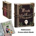 Certiou Gothic Cross-stitch Patterns Spooky Halloween Cross Stitch Kit Diy Gothic Craft Set for All Ages Book of Shadows Design for Book. 