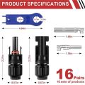 32 PCS Solar Panel Connectors , 16 Pairs Male/Female + 2 Wrenches Solar Connectors,for Solar Power. 