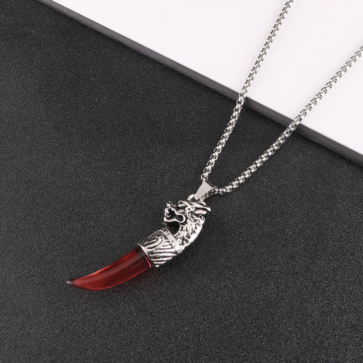 Profesional Jewelry Accessories Pendant Vintage Personality Korean Men's Necklace Wolf Tooth Domineering XLN Trend Pendant Sweater Simple Jewelry