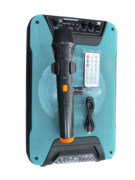 NEW%20TTD-8257%2010W%20Portable%208INCH%20Outdoor%20Wireless%20Blue%20Tooth%20Trolley%20Saboofer%20Subwoofer%20Party%20DJ%20Home%20Karaoke%20Speaker%20With%20Mic%20-%20Image%207