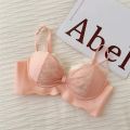 Gather up small to show big underwear women's comfortable non-wire pure desire lace cream color sweet girl bra. 