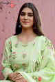 Aamayra Fashion House Lawn Green Flower Printed Kurti With Pink Pant And Shawl Set For Women. 