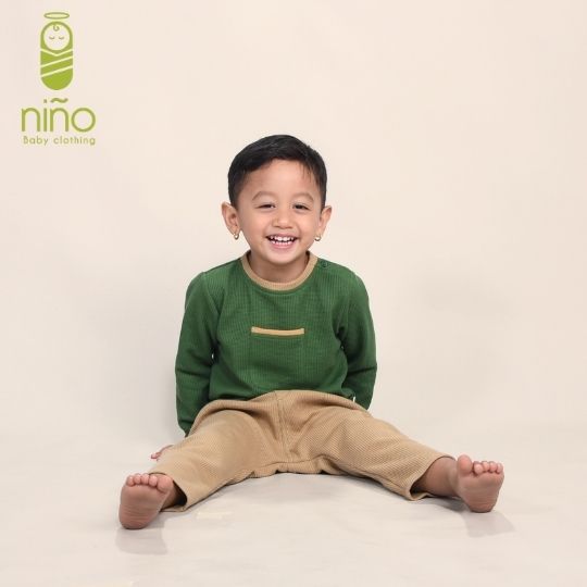 Toddler Full Sleeve Tshirt and Trouser Set (Waffle Knit) - Kids Dress Wear by Nino Baby Clothing