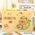 Portable Capibara A4 Document Bag Organ Bag Waterproof File Classification Holder Large Capacity Envelope Folder Test Paper Storage Bag for Students and Office Workers. 