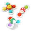 Oufeiton Toddlers Spinning Toy 3pcs Baby Spinner Toy Set with Suction Cup Educational Table Bath Infant Fidget Toy Cute Lion for Learning. 
