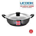 UCOOK Hard Anodised Induction Based Steel Lid Deep Kadhai 6 Litres. 