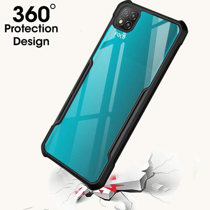 REDMI POCO C3 Shockproof Crystal Clear Back Cover With Bumper