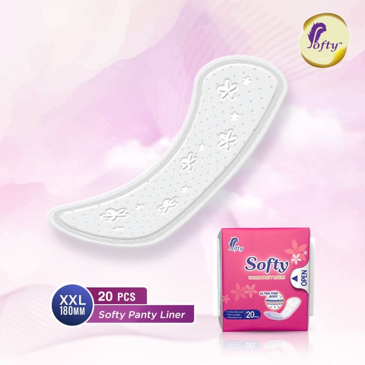 Softy Panty Liners- 180mm-XXL- 20 liners per pack. Cotton feel for female. Best Original Quality.