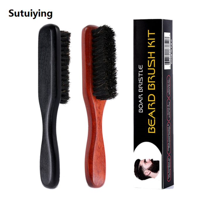 Sutuiying Boar Bristle Beard Brush – Natural Beechwood Handle, Fifty percent discount Long-Handle Beard Grooming Styling Brush for Men