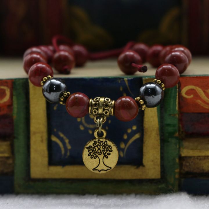 Red%20Jasper%20Stone%20Wrist%20Mala%20Bracelet%20with%20Hematite%20and%20Tibetan%20Mantra,%20Root%20Chakra%20Healing%20and%20Energy%20Balance%20-%20Image%205