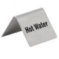 Table Tent Sign "Hot Water" Stainless Steel  2-Inch by 2-Inch, Set of 3Pcs. 