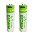 Type-C USB Port Rechargable 1.5V AA Batteries, 1000 Cycles Li ion, 3600mWh with LED Battery Charging Indicator-Plug&Play (Pack of 2). 
