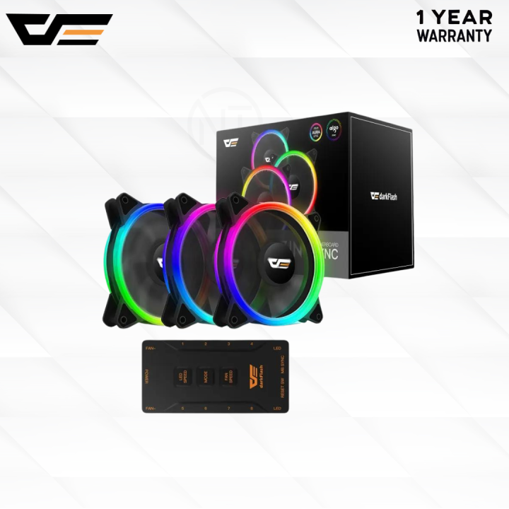 DarkFlash DR12 Pro 120mm RGB Fan Kit – Set of 3 with Addressable ARGB and Control Hub
