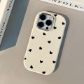 Full Screen Little Black Heart Cover Compatible for IPhone 15 11 14 13 12 Pro Max 7Plus XR XS Max X 7 8 Plus SE Plating Metal Lens Case. 