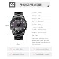 SKMEI 1898 Men's Outdoor Watch Multifunction Stainless Steel W/ 3 Time. 