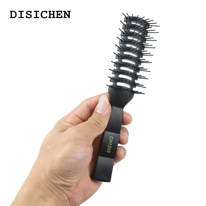 DISICHEN%202025%20Men's%20Black%20Plastic%20Ribbed%20Comb%20Fluffy%20Large%20Back%20Comb%20Salon%20Hairdressing%20Brush%20Men's%20Styling%20Oil%20Hair%20Curly%20Massage%20Hairbrush%20-%20Image%202
