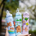 750ml Capibara Water Bottle Leakproof Cute Drink Bottle With Straw And Carry Strap For Outdoor Camping Sports & Fitness BPA Free Kengding. 