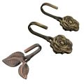fasdaga 2 Pair Wall Hooks: 1 Pair Metal Rose Flower Curtain Tie Back Tieback Holders Wall Hooks & 1 Pair Iron Leaf Shaped Curtain Tie Backs Holders Wall Hooks. 