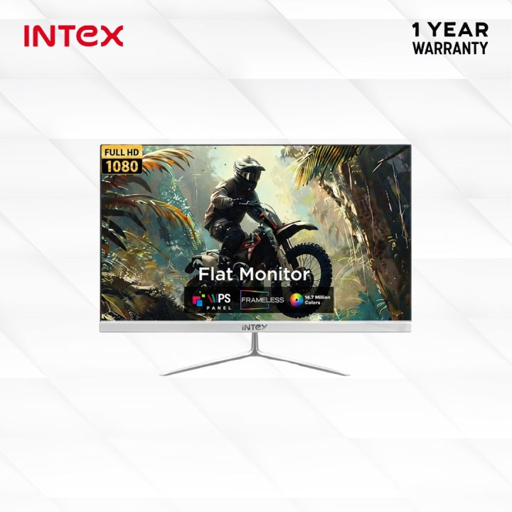 Intex 24 Inch Flat Gaming Monitor | Full HD 1080p | 75Hz Refresh Rate | IPS Panel | Frameless Design| Built-in Speaker | HDMI & VGA | Gaming & Office Use