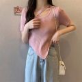 Summer Neck Rib Top For Women. 