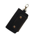 Faux Leather Key Organizer Case Keychain Holder Magnetic Button Pouch Bag - Black. 