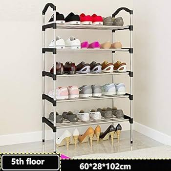 Shoe Rack Metal Rods 5 Layers Stainless Steel Rods Shoes Rack Home Organizer,Easy To ...