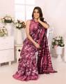 Womens Printed Mysore Art Silk Saree with Blouse Material free size Purple Color | Trendy Party & Festive Wear | Traditional Ethnic Fashion | Buy Online. 