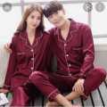 Korean Satin Silk Couple Floral Pajama Set- Full Sleeve-Sleepwear- Nightdress (L-XXL) For Girls. 