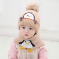 New Cartoon Penguin Kids Hat Scarf Set Thick with Earflaps Kids Earmuffs Cap Keep Warm Baby Ear Protection Hat Winter. 