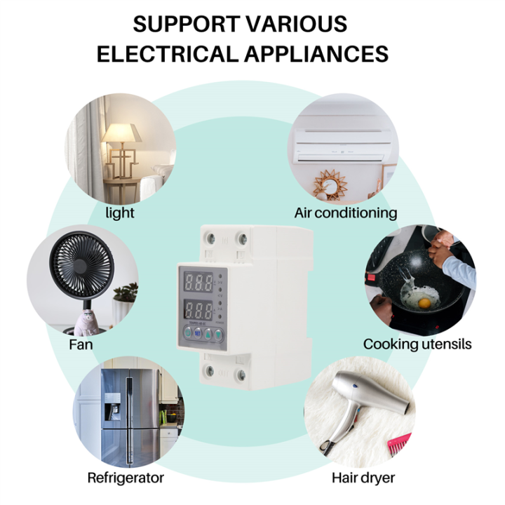 ARELENE%20Din%20Rail%20Dual%20Display%20Adjustable%20over%20Voltage%20Current%20and%20Under%20Voltage%20Protective%20Device%20Protector%20Relay%2060A%20220V%20230V%20-%20Image%207