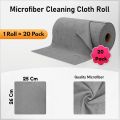 Microfiber Cleaning Cloth Roll 25x25 * 26  cm, Reusable and Washable Tear-Away Kitchen Towel Roll, Very Soft Cleaning Cloths for Home, Kitchen, Office, Electronics, Car Cleaning (Grey, 20 Pack). 