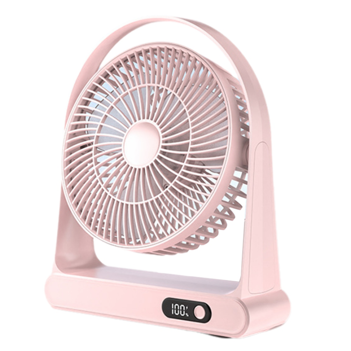 JAERBEE Desktop USB Small Fan, Office Fan, Mini Portable Rechargeable Digital Display Fan,Pink