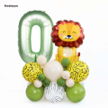 Aweisuan 35pcs/set Jungle Safari Animal Olive Green 32inch Number Balloons Luxury Set Kids 1 2 3 4 Years Wild One Birthday Party Decorations. 