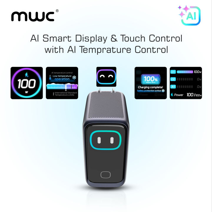 MWC%20MGF100%20Pro%20%7C%20100W%203-Port%20Smart%20AI%20Premium%20Charger%20%7C%20GaN%20Charger%20with%20AI%20Display%20&%20Touch%20Control%20%7C%20Upto%20100W%20Single-Port%20Charging%20%7C%2012%20Layers%20of%20Safety%20Protection%20%7C%20Supported%20for%20Macbook,%20Laptop%20&%20Mobile%20Phones.%20-%20Image%202