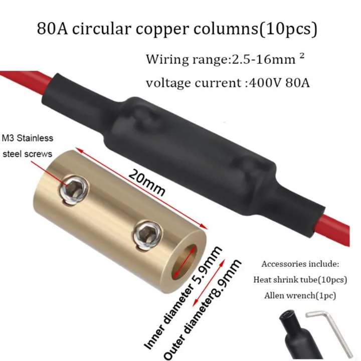 Square%2010/20/60A%20Terminal%20Block%20High%20Current%20High%20Power%20Electrical%20Wire%20Connector%20with%20Heat%20Shrink%20Tubing%20Waterproof%20Wire%20Connector%20Nut%20Kit%20Electrical%20Installation%20-%20Image%209