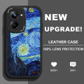 FELMYST for Realme 10 Back Cover PU Leather Oil Painting Print Soft Silicone Edge Phone Case. 