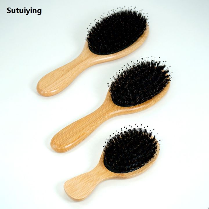 Sutuiying Natural Bamboo Comb Boar Bristle Hair Brush Portable Wooden Air 2025 New Cushion Comb Scalp Detangler Haircomb Salon Styling Hair Tools
