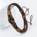 TYO ! Fashion Charm Leather Bangle Men Bracelets Popular Boys DIY Bandage Strand Handmade Brown Weave Bracelets. 