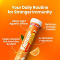 Fast&Up Charge with Natural Vitamin C and Zinc for Immunity - 20 Effervescent Tablets - Orange Flavour. 