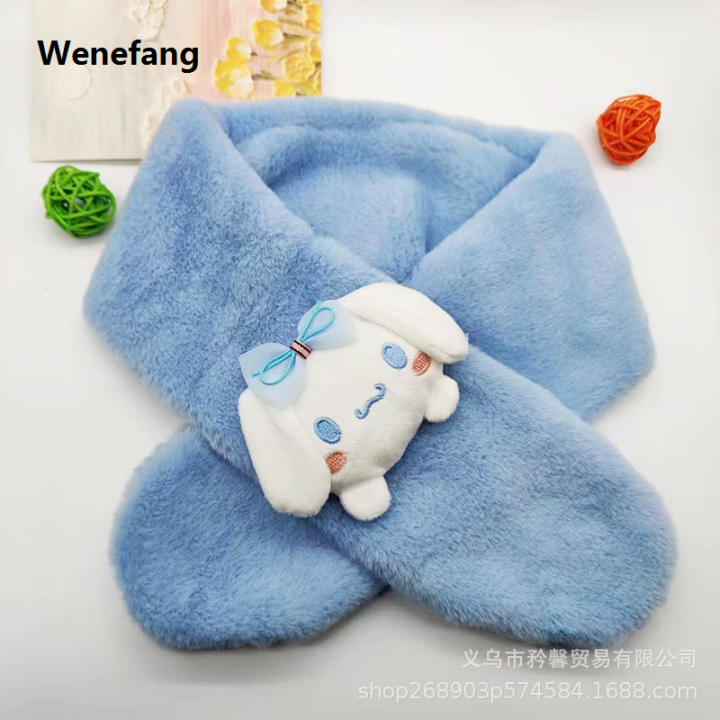 Wenefang%20Sanrio%20Plush%20Scarf%20Kuromi%20Melody%20Children's%20Winter%20Plush%20Scarf%20%E3%80%902025%20Version%E3%80%91%20Cinnamoroll%20Pochacco%20Imitation%20Rabbit%20Fur%20Baby%20Neck%20Thickened%20-%20Image%204
