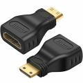 Mini HDMI Male to HDMI Female Adapter Cable for Connecting Cameras and Tablets to TVs Monitors and Projectors with Gold Plated Connectors. 