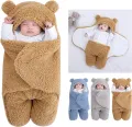 Newborn Baby Hooded Blanket Sleeping Bag Sack Swaddle Infant Winter Warm Fleece Receiving Blanket with Legs Knit Stroller Wrap. 