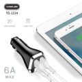 Yesplus YS 1214 6A Car Charger PD 20W + 3.4A Fast Quick Charging 2 USB + 1 PD Output. 