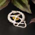 Hesse tisa Pure Silver Round Khukuri Design Brooch For Men. 